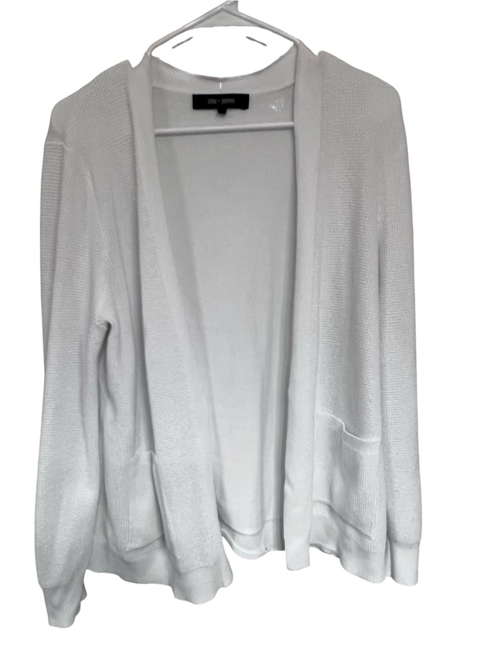 Lightweight Open-Front White Cardigan with Pockets